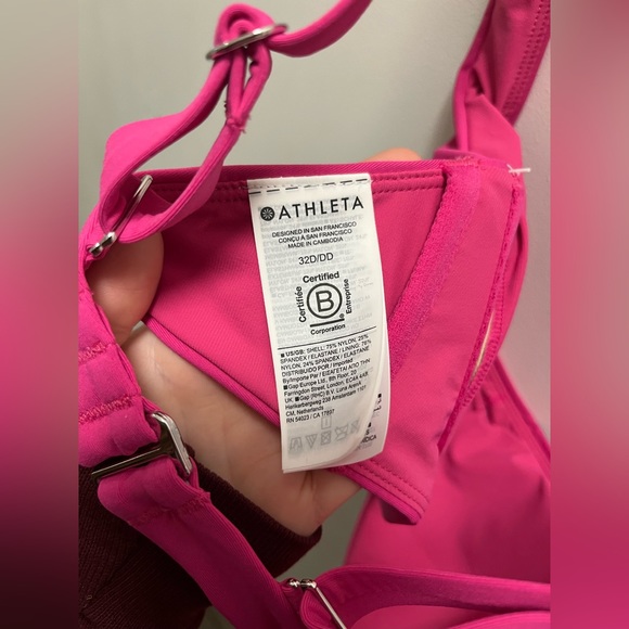 BRAND NEW Athleta Square Neck Bra Cup Bikini Top in Pink - Picture 2 of 5